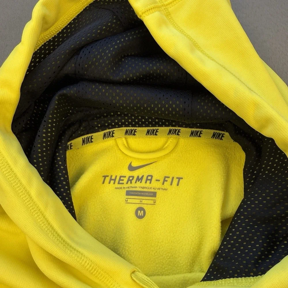 NIKE Therma-Fit Pullover Hoodie Mens M Tennis‎ Ball Neon Yellow Sweatshirt